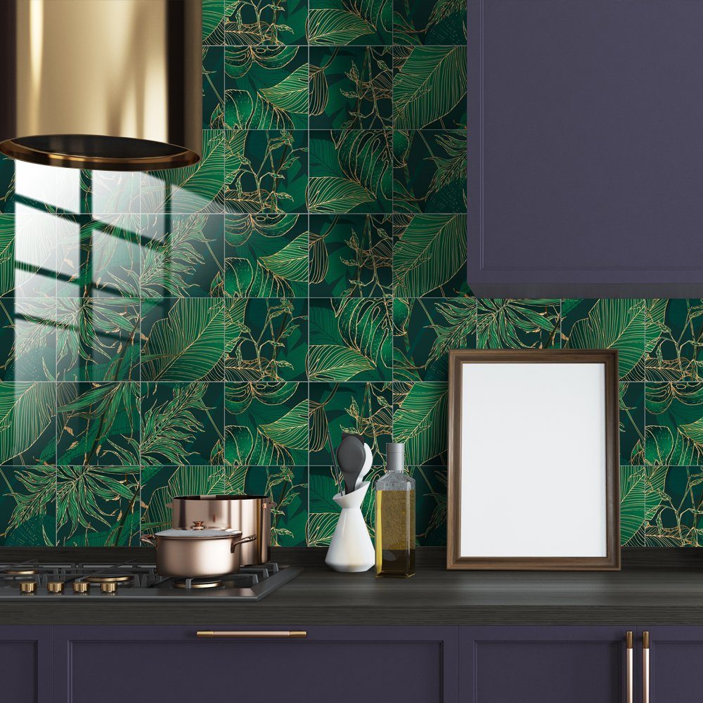 COOL-i ® Fliesenaufkleber 3D Klebefliesen 15x15cm,10 Stück, Botanische Male günstig online kaufen