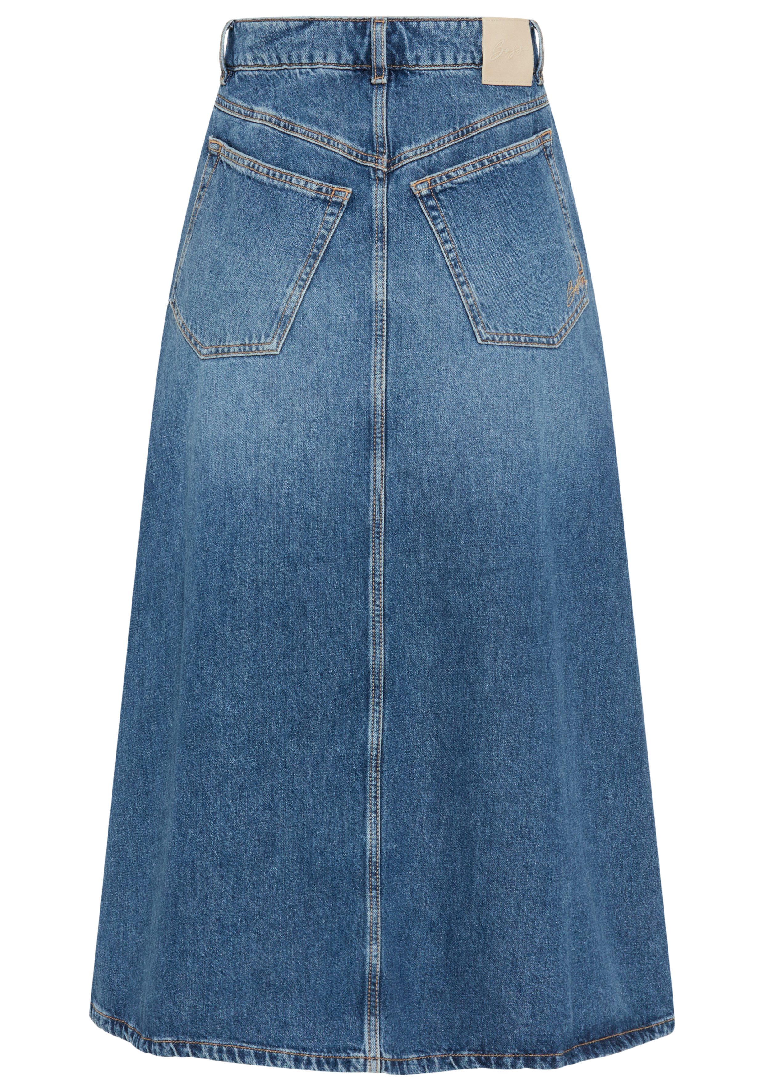 BOSS ORANGE Jeansrock DNM MIDI SKIRT Premium Damenmode in Midi-Länge, Knopfverschluss