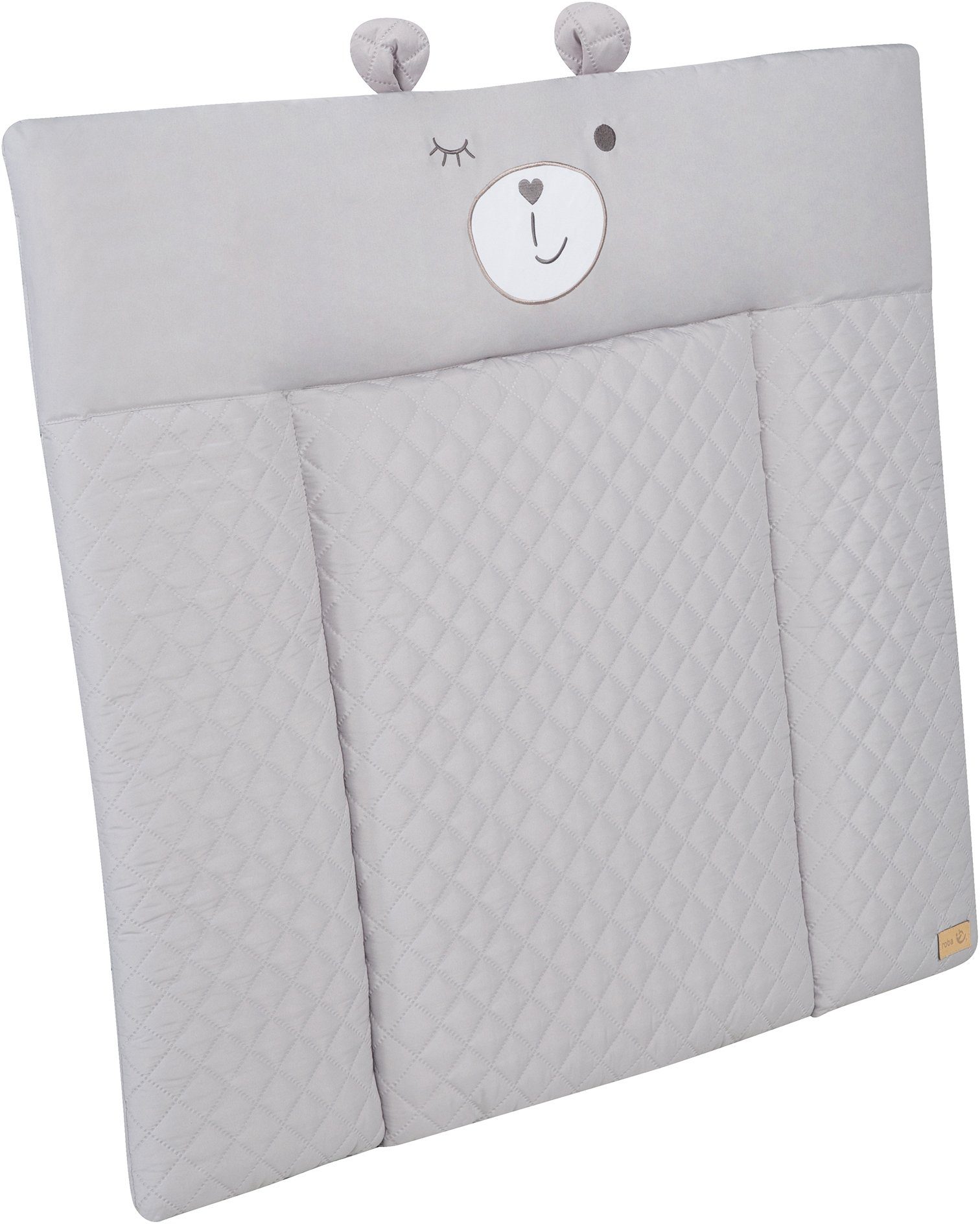 roba® Wickelauflage Style, Soft, silbergrau, mit aufgesticktem Gesicht