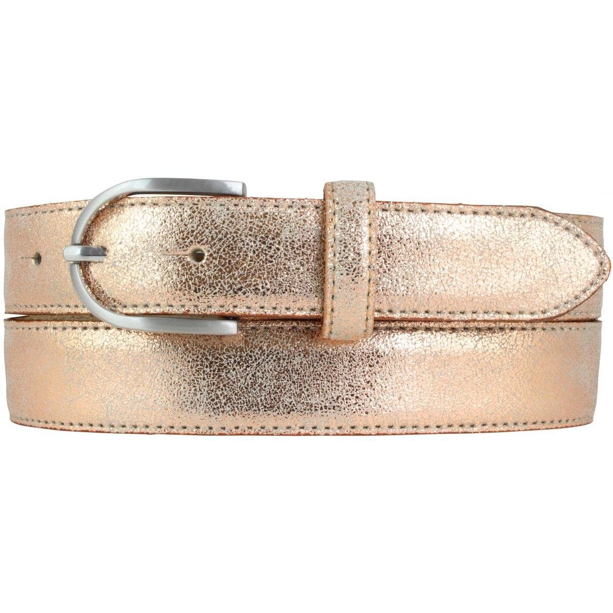 BELTINGER Ledergürtel Damen-Gürtel in Metall-Optik 3 cm - Leder-Gürtel Metallic-Look für Dam (1-St)