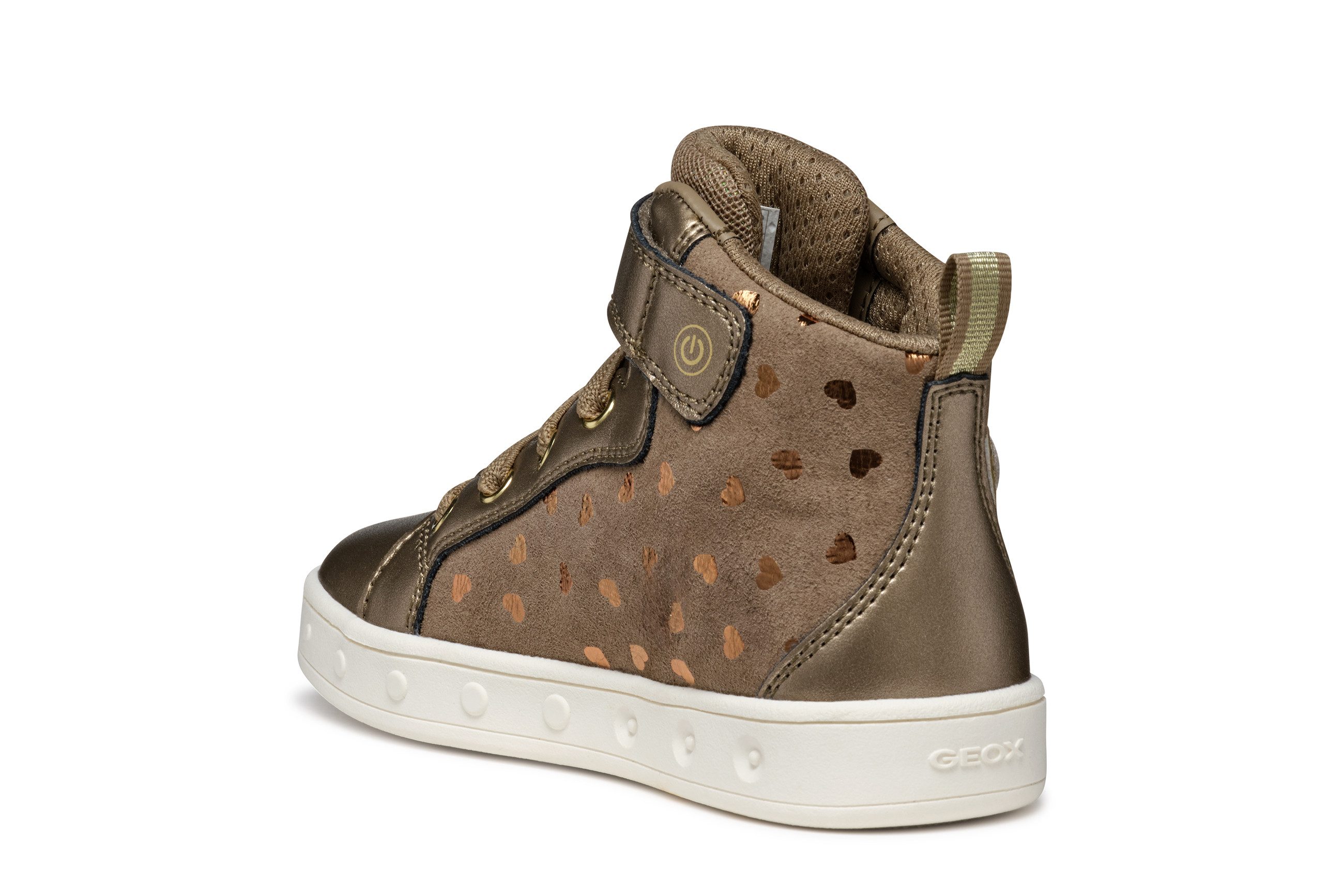 Geox J SKYLIN GIRL Blinkschuh Sneaker Schnürboots mit Glitzer, Blinkfunktion, Größenschablone zum Download