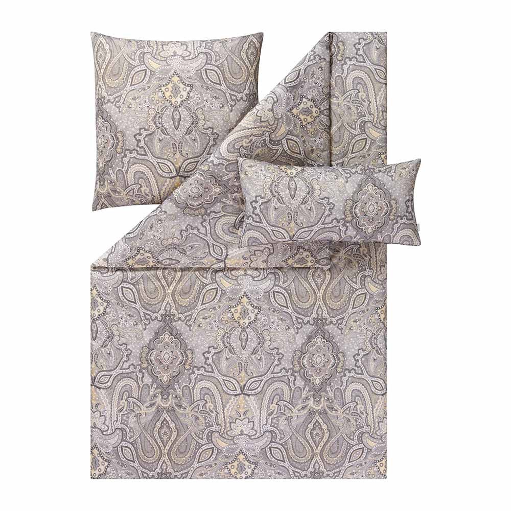 Estella Bettwäsche Estella Mako-Satin Bettwäsche 155x220 Fernanda silber Paisley Orient, Mako-Satin, 2 teilig