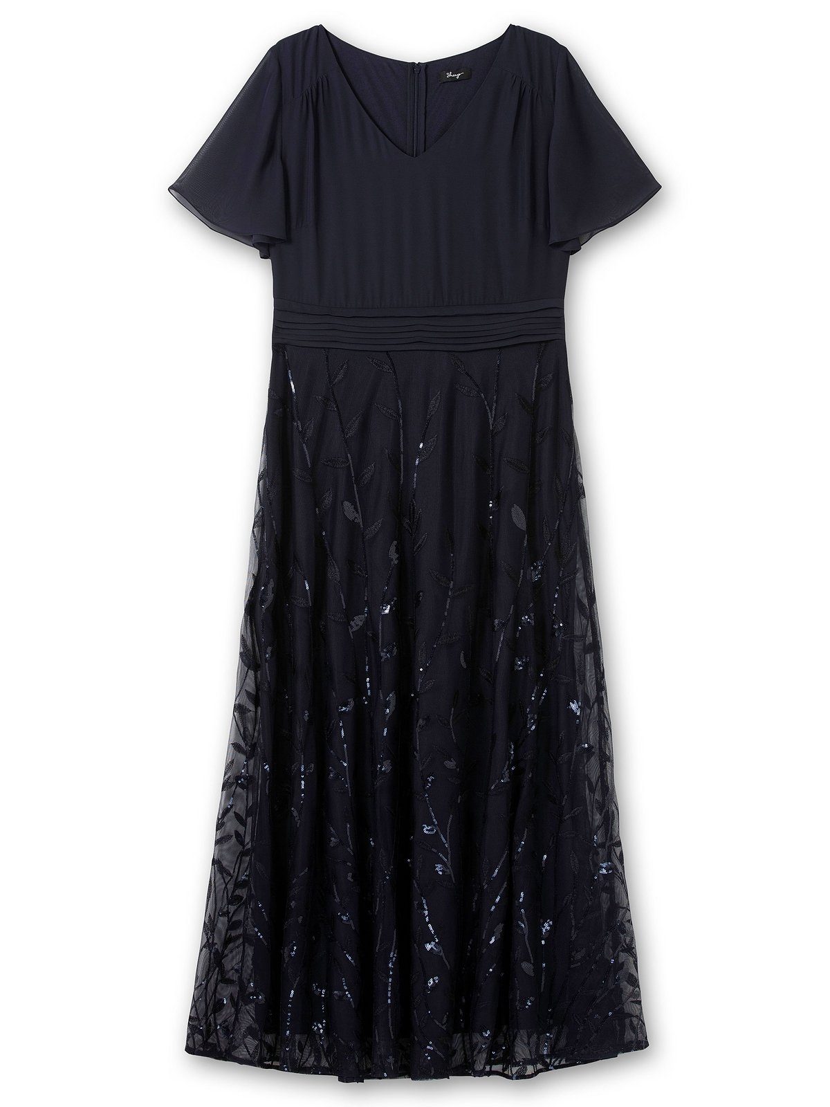 Sheego Abendkleid Große Größen mit Stickerei und Pailletten am Rock