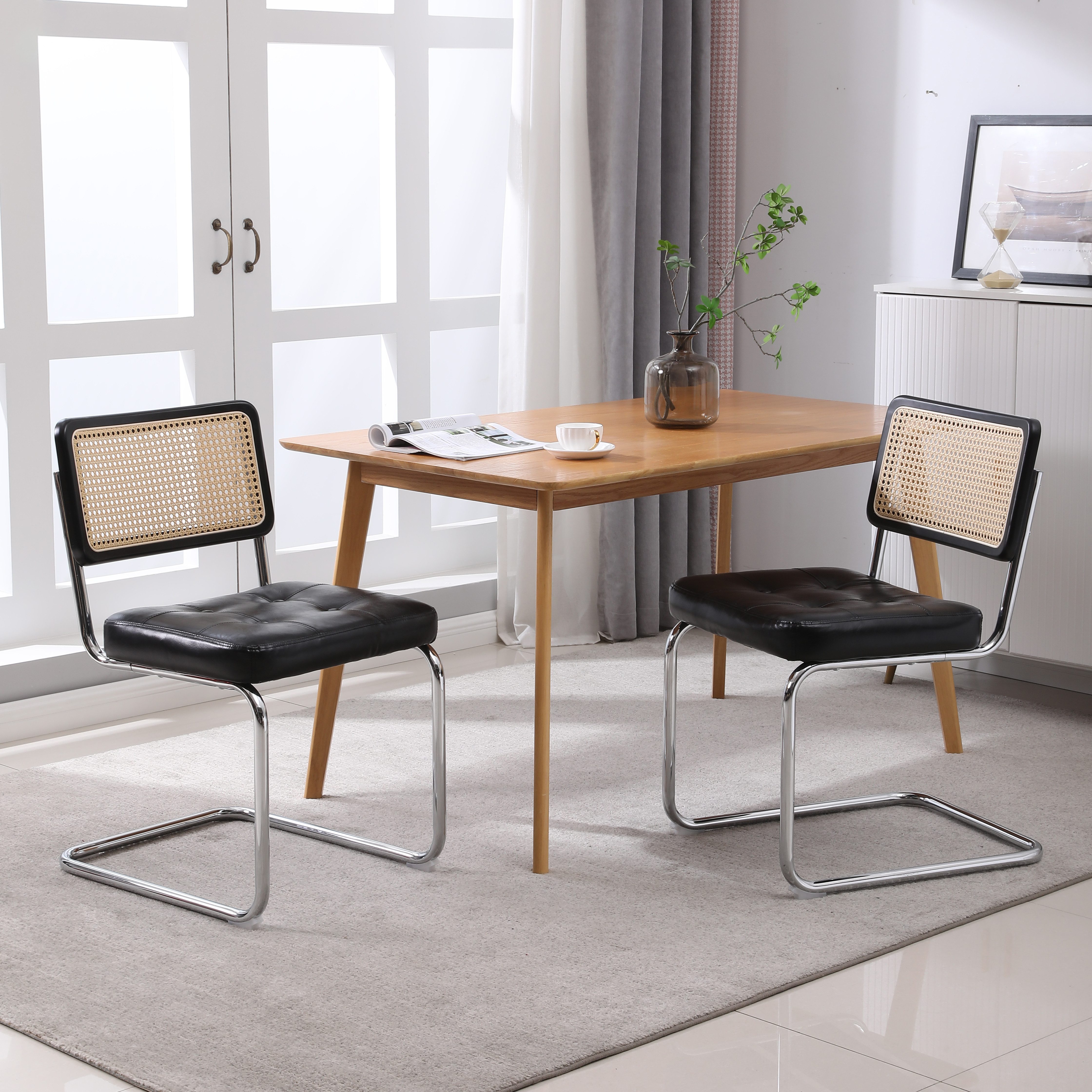 MODFU Esszimmerstuhl Moderne Rattan Esszimmerstühle,Polsterstuhl,Küchenstuh günstig online kaufen