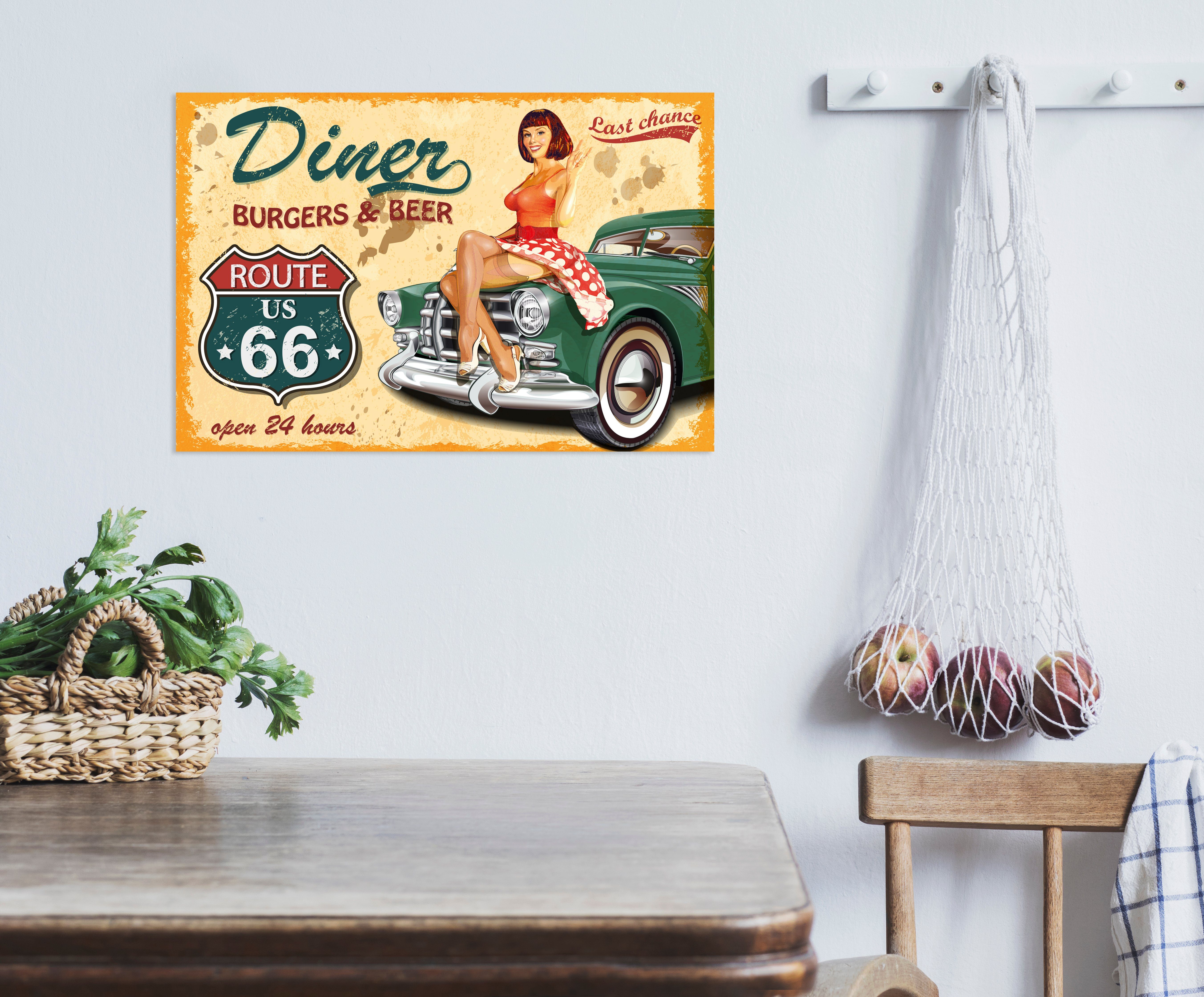 queence Metallbild DINER, Essen, Getränke, Schriftzug, günstig online kaufen