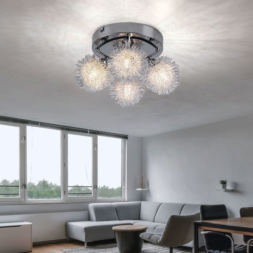 etc-shop LED Deckenleuchte, inklusive, Design Kugel Wohnzimmerlampe 4 Deckenlampe Leuchtmittel Deckenleuchte flammig Warmweiß