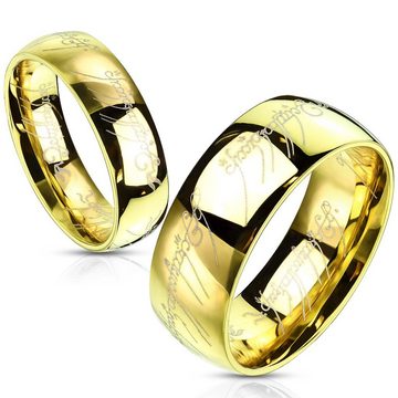 BUNGSA Fingerring Ring mit elbischem Schriftzug gold aus Edelstahl Unisex (Ring, 1-tlg), Frauen Mädchen