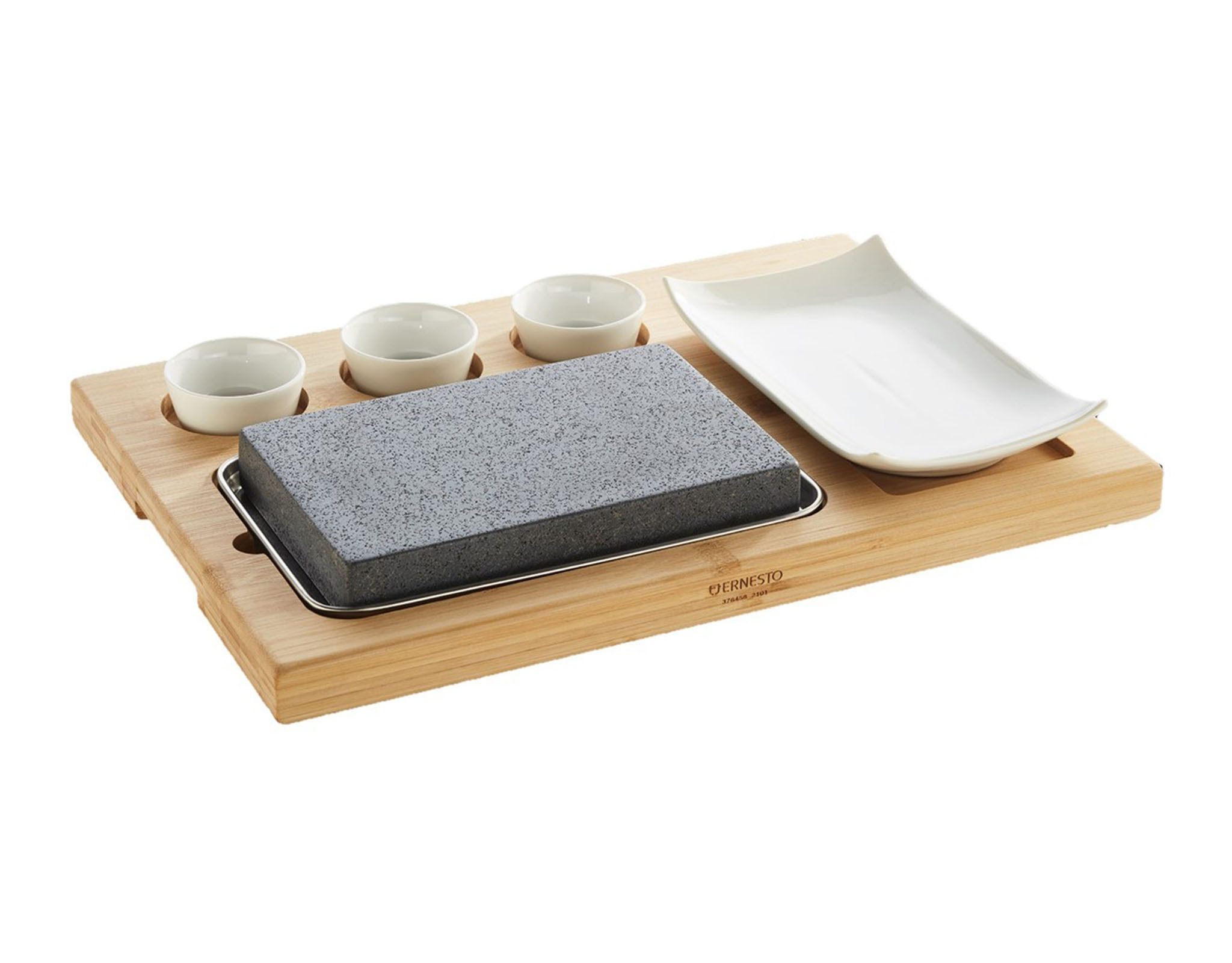 Ernesto Lavasteine Ernesto Lavastein-Set Hot Stone Grillset 7 teilig Bambusplatte EDS