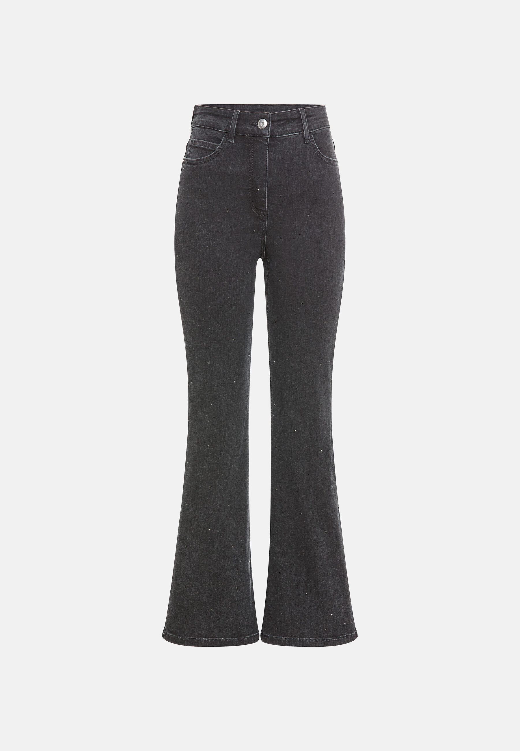 Olsen Bootcut-Jeans mit dekorativen Schmucksteinen