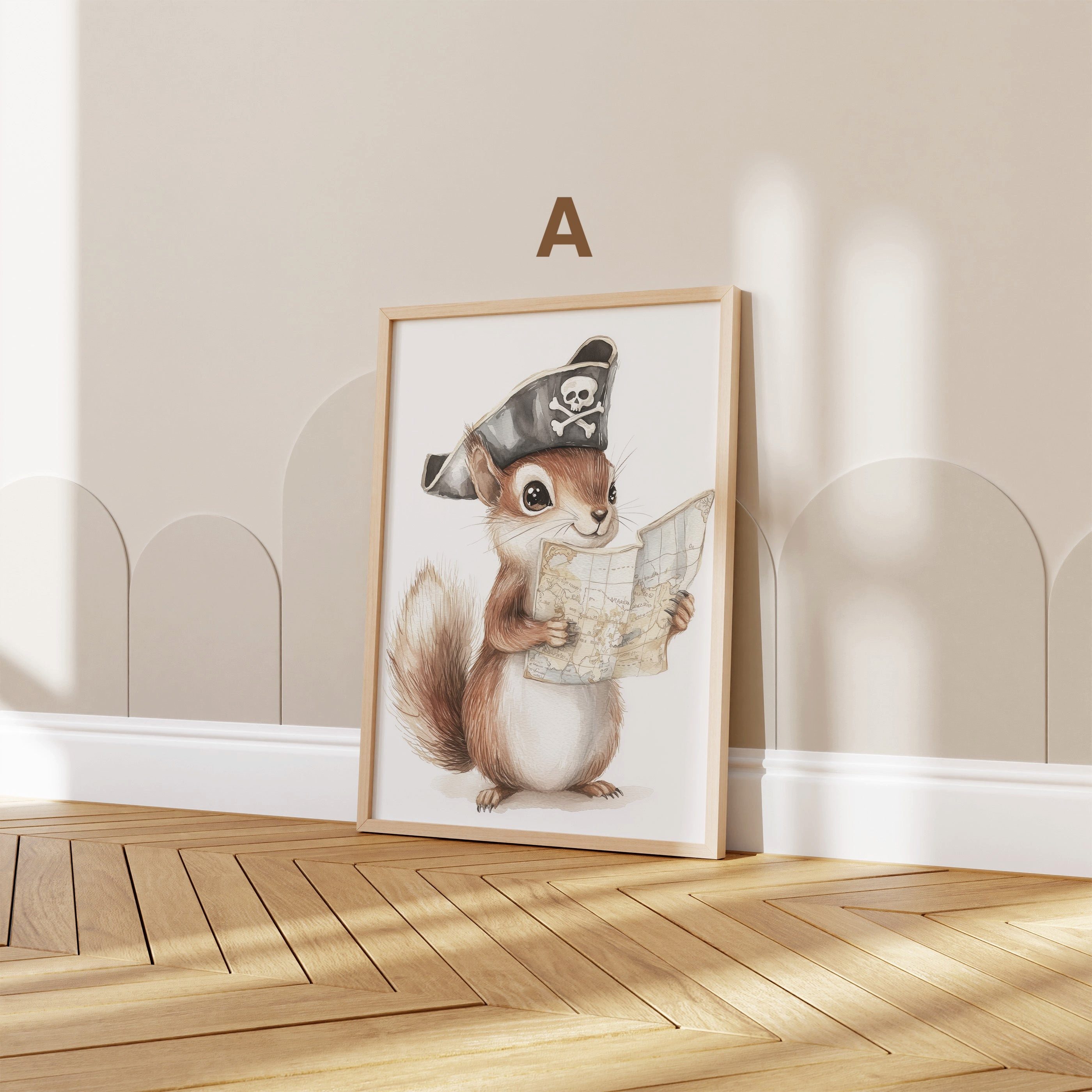 JUSTGOODMOOD Poster Tiere Kinderzimmer Süß Aquarell Hase Schaf Schildkröte Eichhörnchen Ki, C (1 St)