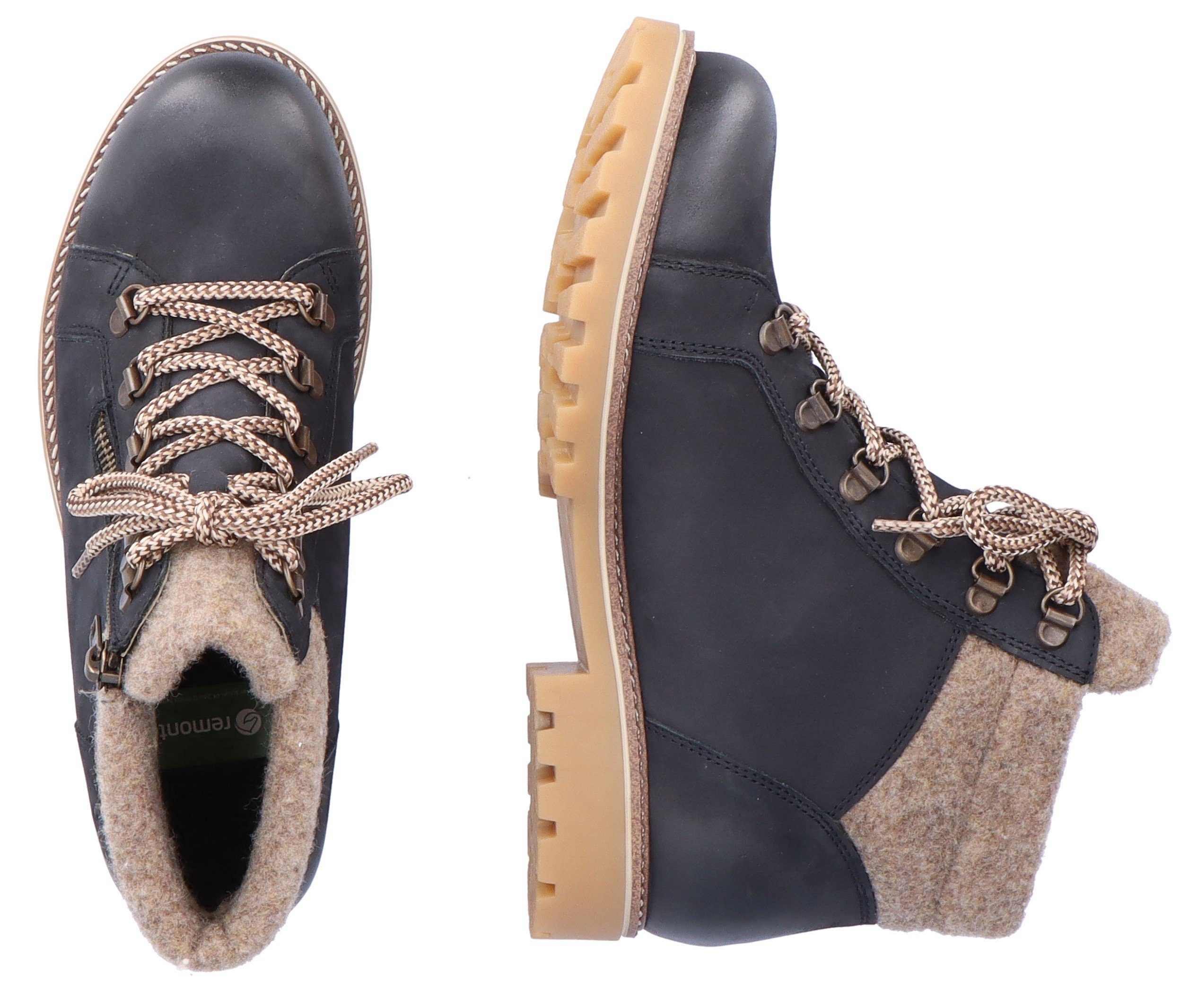 nachtblau-beige Bergsteiger-Look trendigen Winterboots Remonte im