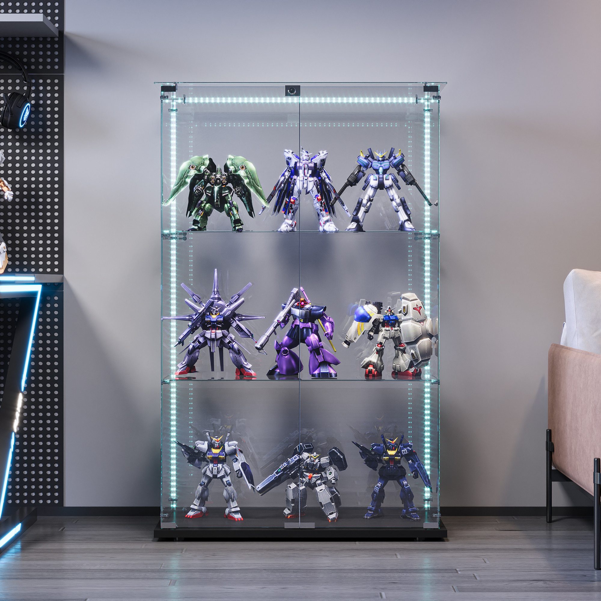 FUROKOY Glasvitrine Standvitrinen, Vitrine aus gehärtetem günstig online kaufen