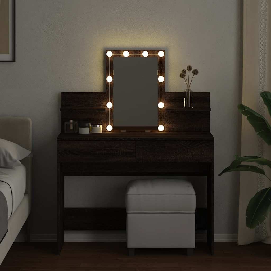 vidaXL Schminktisch Schminktisch mit LED Braun günstig online kaufen