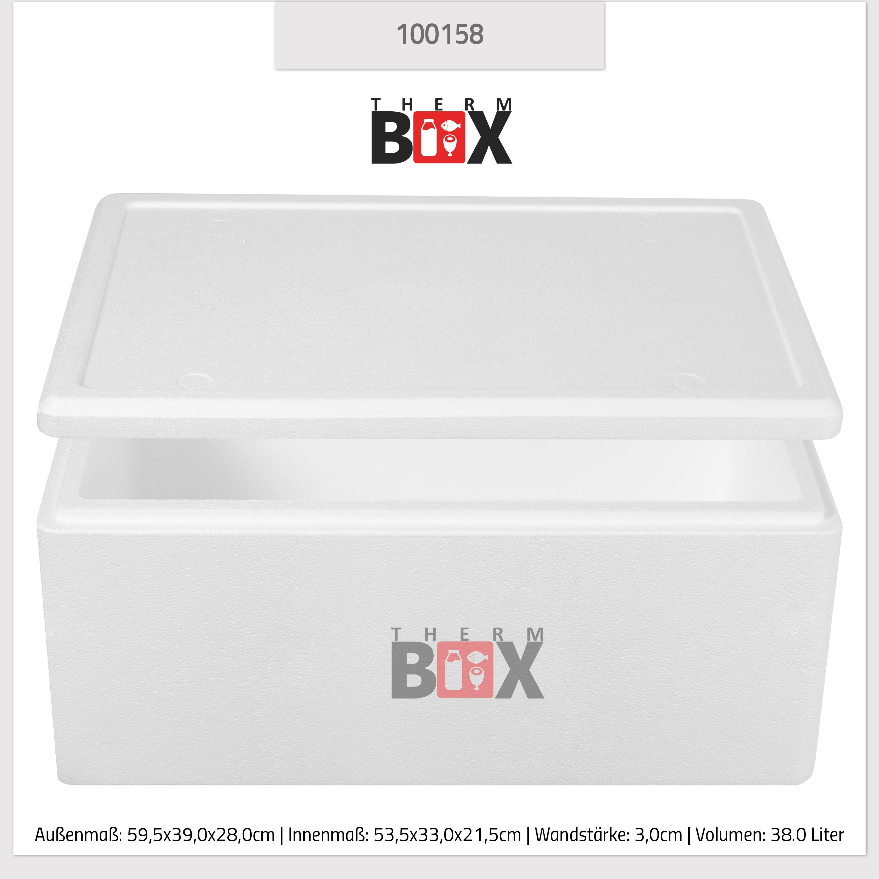 Liter, Warmhaltebox im Wiederverwendbar Isolierbox Styropor-Verdichtet, Box Kühlbox THERM-BOX Thermobehälter Styroporbox Deckel Innen: Karton), 3cm Wand: 0-tlg., 38W Thermobox (1, 38 mit 53x33x21cm