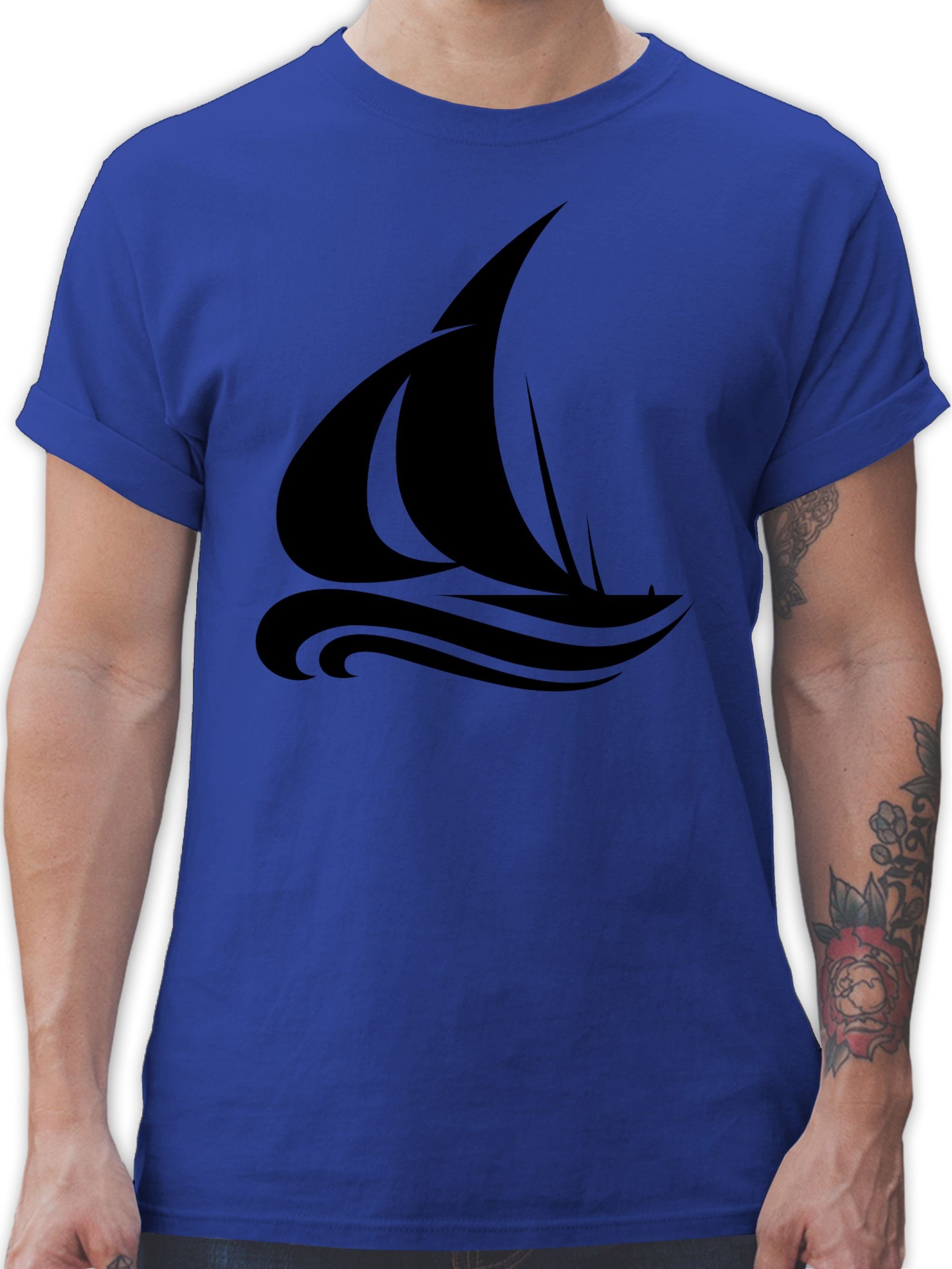 & 2 Schiff Deko Segelboot Shirtracer Boot T-Shirt Wellen Royalblau