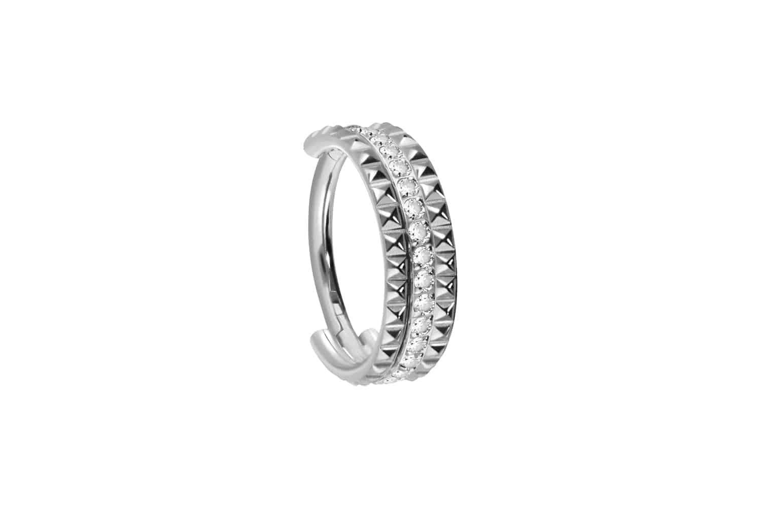 Nasenpiercing Titan Segmentring Clicker NIETEN + EINGEFASSTE KRISTALLE Ohrpiercing