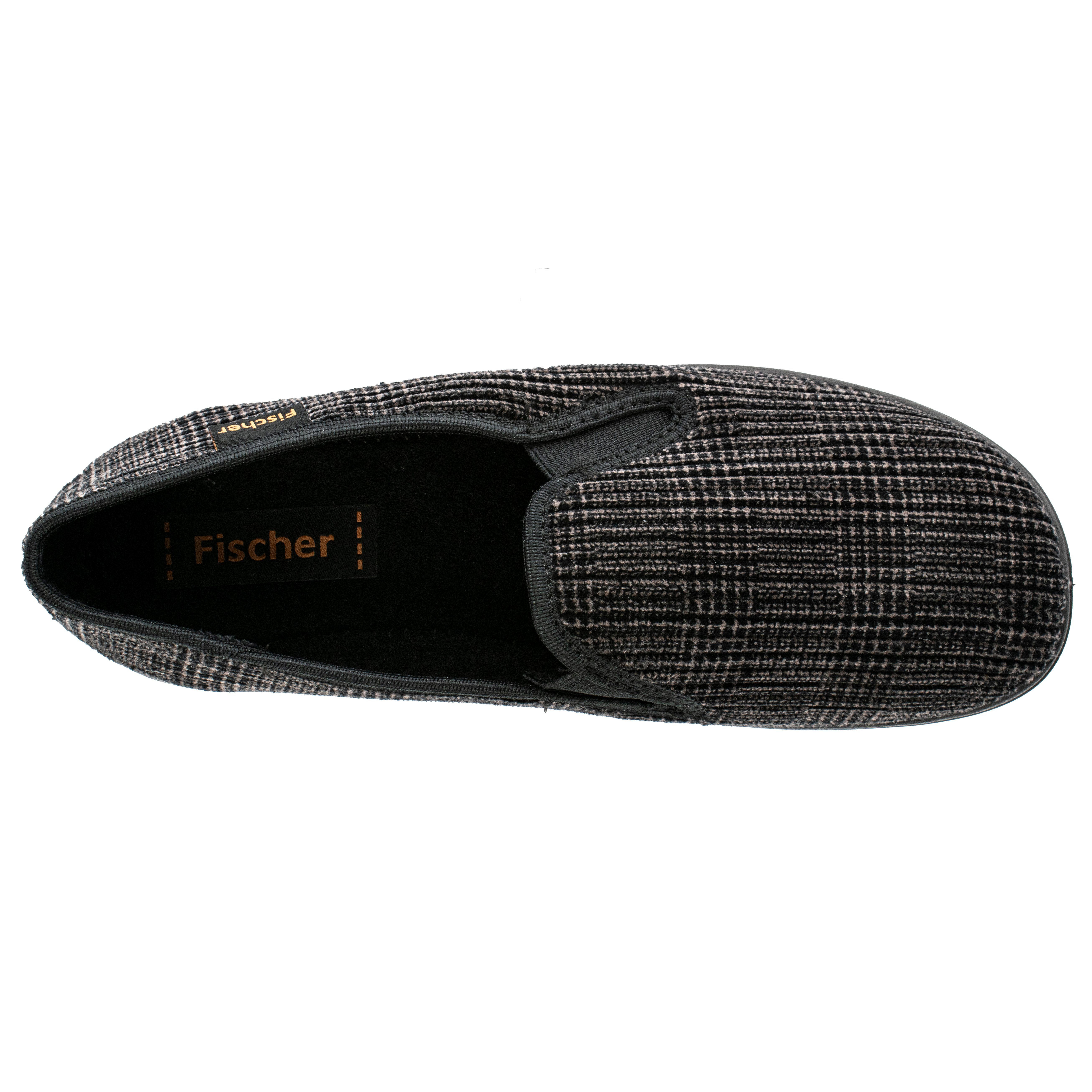 Fischer-Markenschuh Frank Hausschuh aus Cordsamt, mit Frotteefutter, Gummizug zum Schlupfen