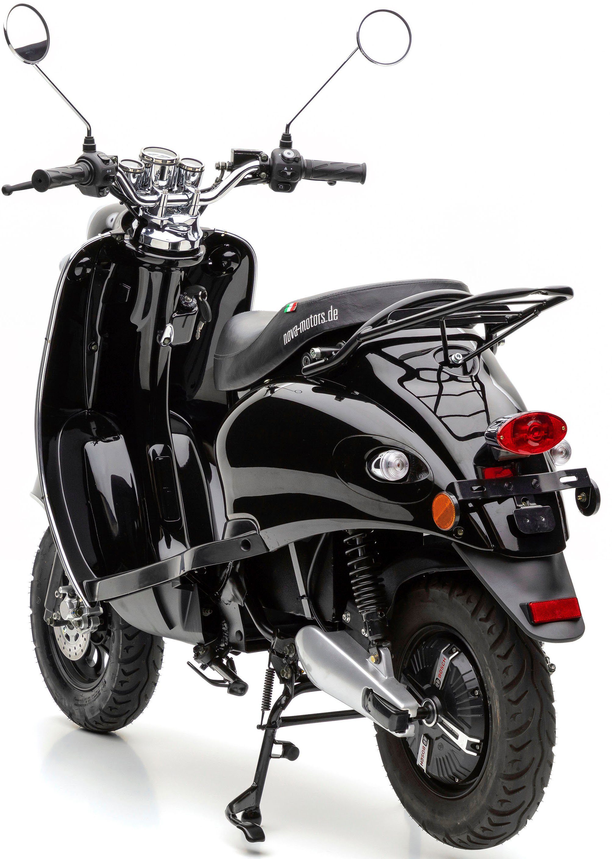 eRetro 45 hinten Star W, Motors schwarz härteverstellbare uni Dual-Stoßdämpfer Li, E-Motorroller | 2000 Nova km/h, black
