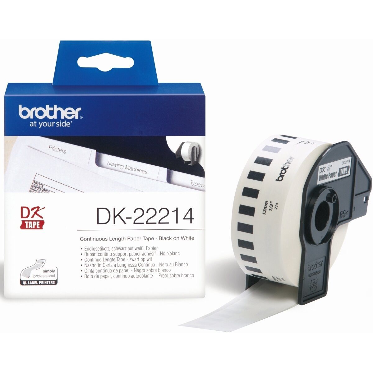 Brother Etiketten Endlosetiketten auf Rolle 12mm x 30,48m weiß