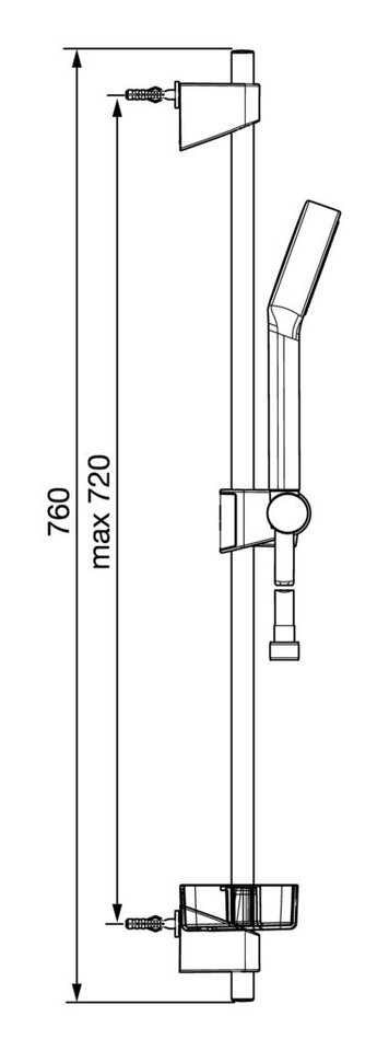 Thumbnail - HANSA Stangenbrause-Set Hansabasicjet, 1 Strahlart(en), Wandstangen 720 mm 1-strahlig Brausekopf Ø 95 mm