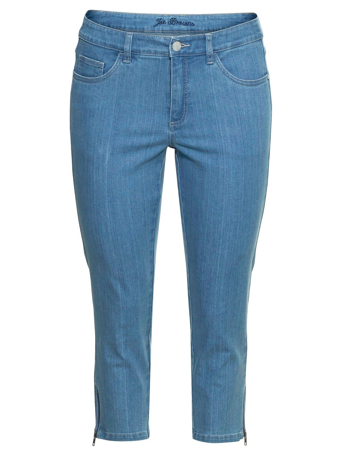 sheego by Zipper Große in Joe Stretch-Jeans Größen 7/8-Länge am Saum Browns mit