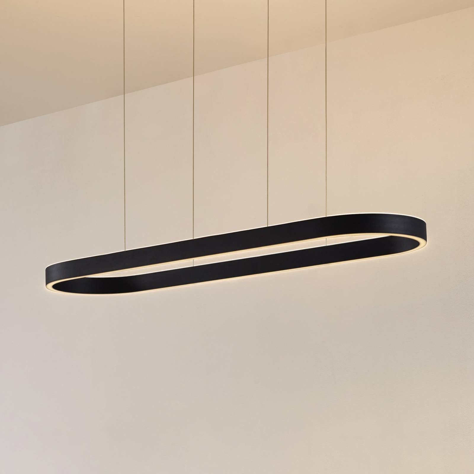 Lucande Hängeleuchte Melinay, LED, Metall, Schwarz Farbwechsel warmweiß / tageslicht IP20 mit Fernbedienung, LED 51 W gesamt, Farbwechsel warmweiß / tageslicht
