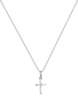Elli Kette mit Anhänger Kreuz Religion Stern Details 925 Silber, Kreuz
