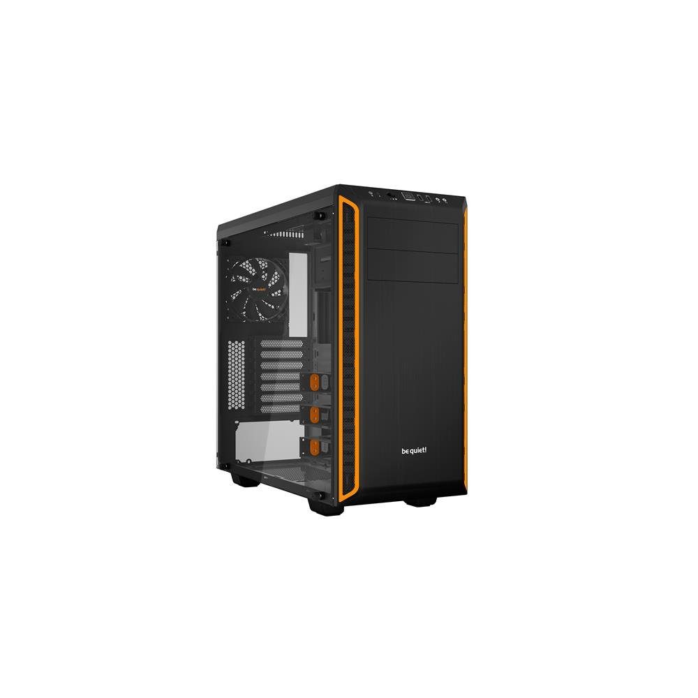 be quiet! PC-Gehäuse Pure Base 600 Window, BGW20, Computer Gehäuse, gedämmt, Vollverglastes Seitenfenster, Temperglas, ODD-Käfig, 2 vorinstallierte Pure Wings 2 Lüfter, orange