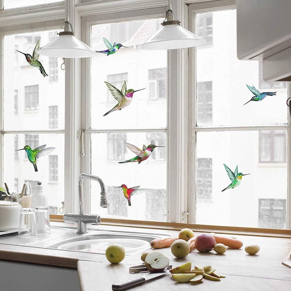 Zyronn Fenstersticker Frühlings-Vogel-Fenstersticker, Schmetterlings- und Kolibri-Fenstersticker