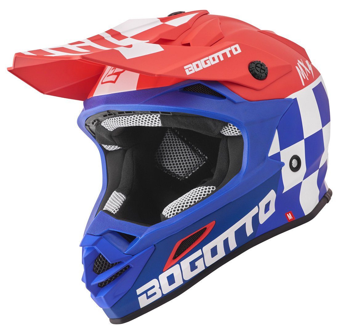Bogotto Motocrosshelm V328 Xadrez Carbon Motocross Helm, Waschbar