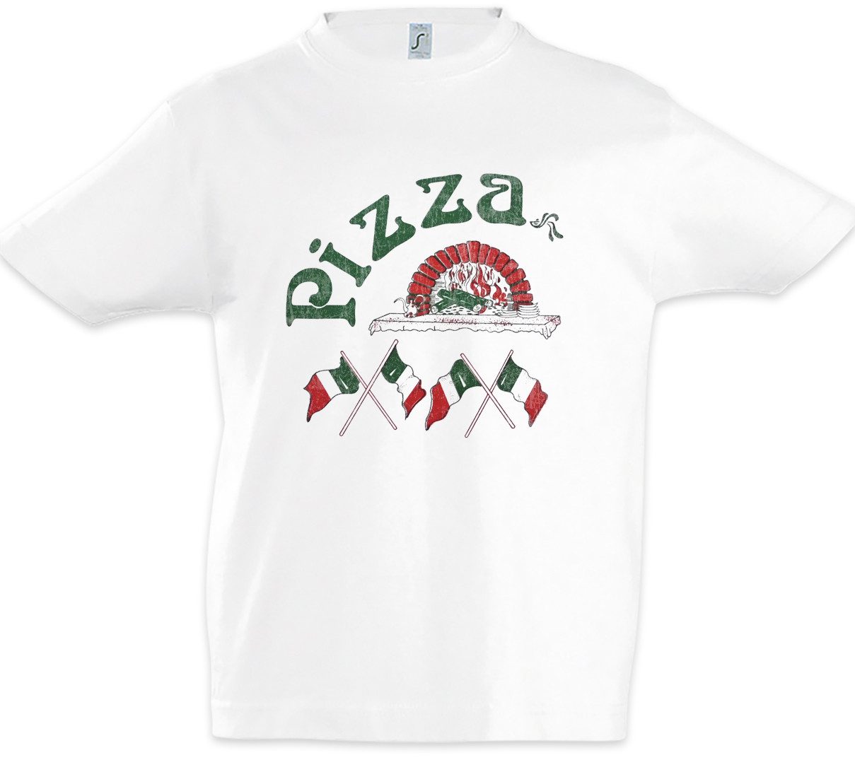 Print-Shirt Pizza Symbol Kinder T-Shirt Italia Fun Italien Symbol Zeichen Logo
