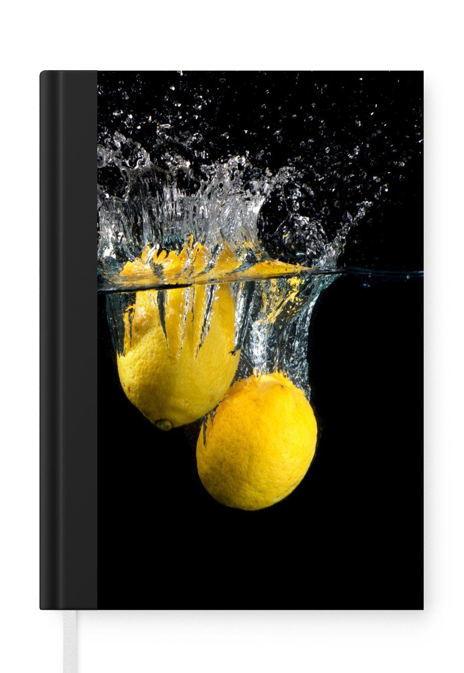 MuchoWow Notizbuch Zitrone - Frucht - Stilleben - Wasser - Gelb, Journal, Merkzettel, Tagebuch, Notizheft, A5, 98 Seiten, Haushaltsbuch