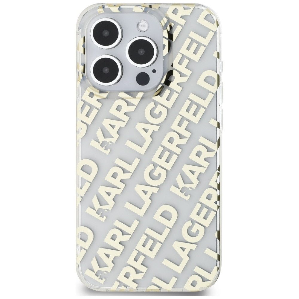 KARL LAGERFELD Handyhülle Schutzhülle Designerhülle Hartschale 6,1 Zoll, Logo-Muster, Spiegeloberfläche, TPU/PC