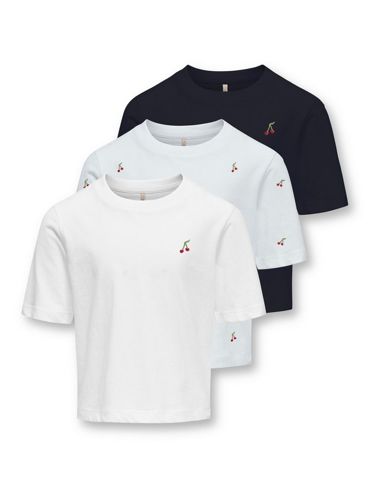 KIDS ONLY T-Shirt KOGREX KETTY S/S TOP AOP JRS 3-PACK (Packung, 3-tlg) 2x mit Brustmotiv und 1x Alloverprint