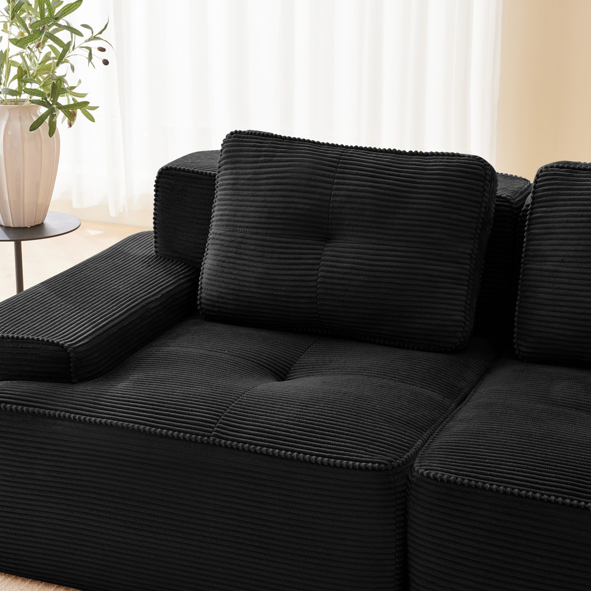 Odikalo Sofa Boneless Modulares Sofa kombinierbar Polstersofa Schlafsofa, Boneless Modular Sofa, modernes Sofa für Wohnzimmer mit Tiefsitz, bequemes Corduroy-Cl – Bild 5 von 5