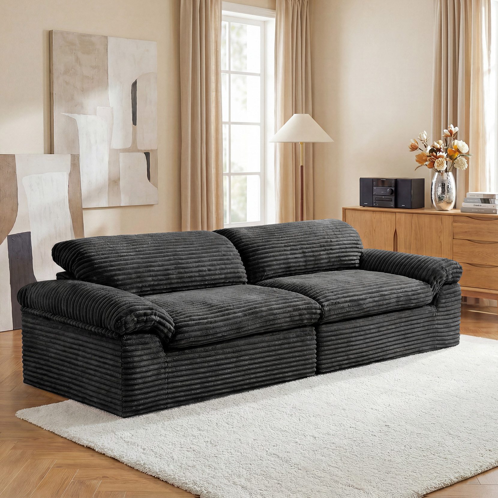 Vesgantti Big-Sofa Vesgantti 260 cm Boneless Sofa, 3-Sitzer Cord Couch aus Vollschaum