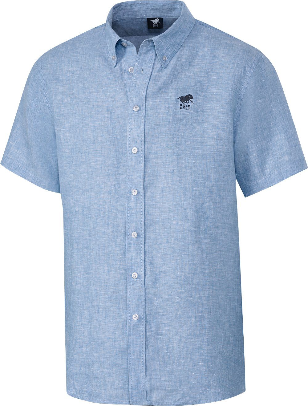 Polo Sylt Kurzarmhemd kurzarm aus reinem Naturmaterial in edler Melé-Optik günstig online kaufen