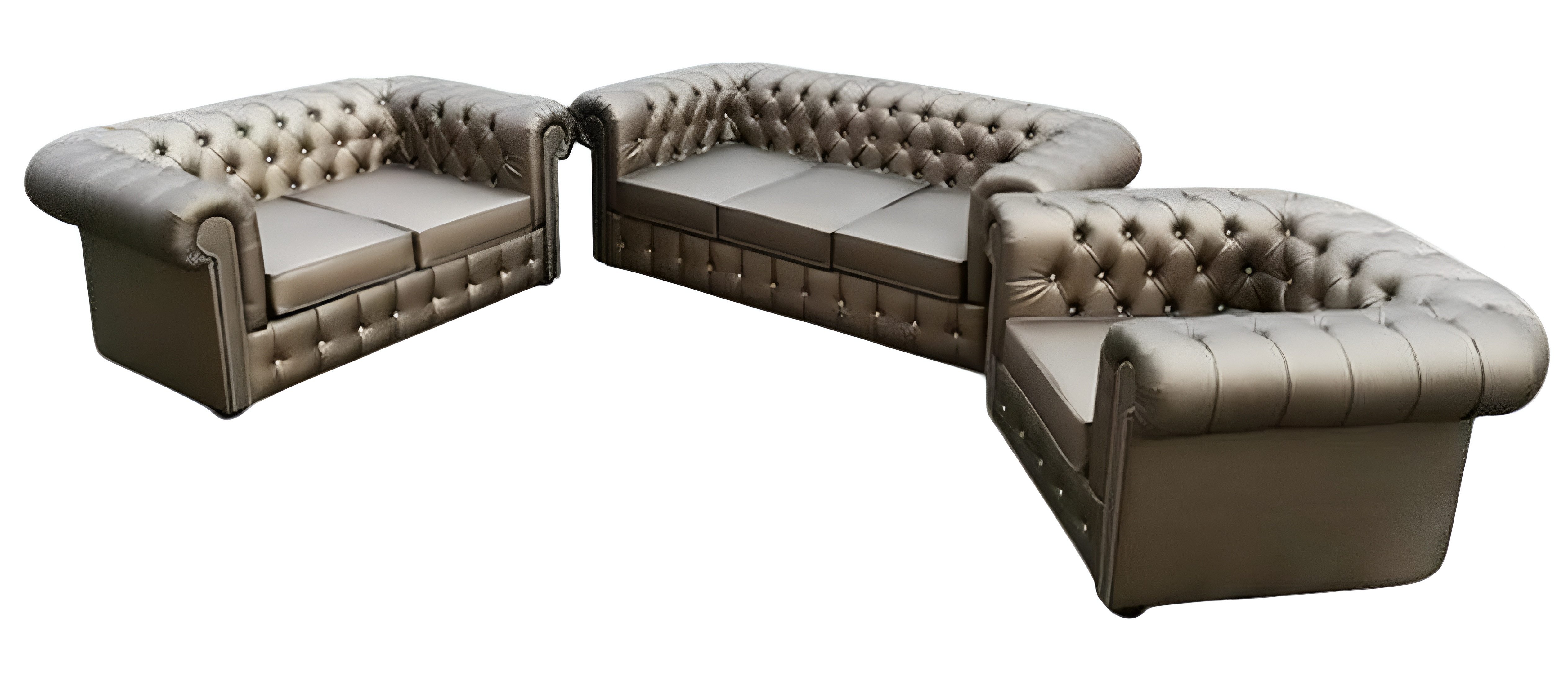 Xlmoebel Chesterfield-Sofa Exklusive Chesterfield Sofagarnitur Leder 3+2+1 Sitzgruppe, Hergestellt in Europa