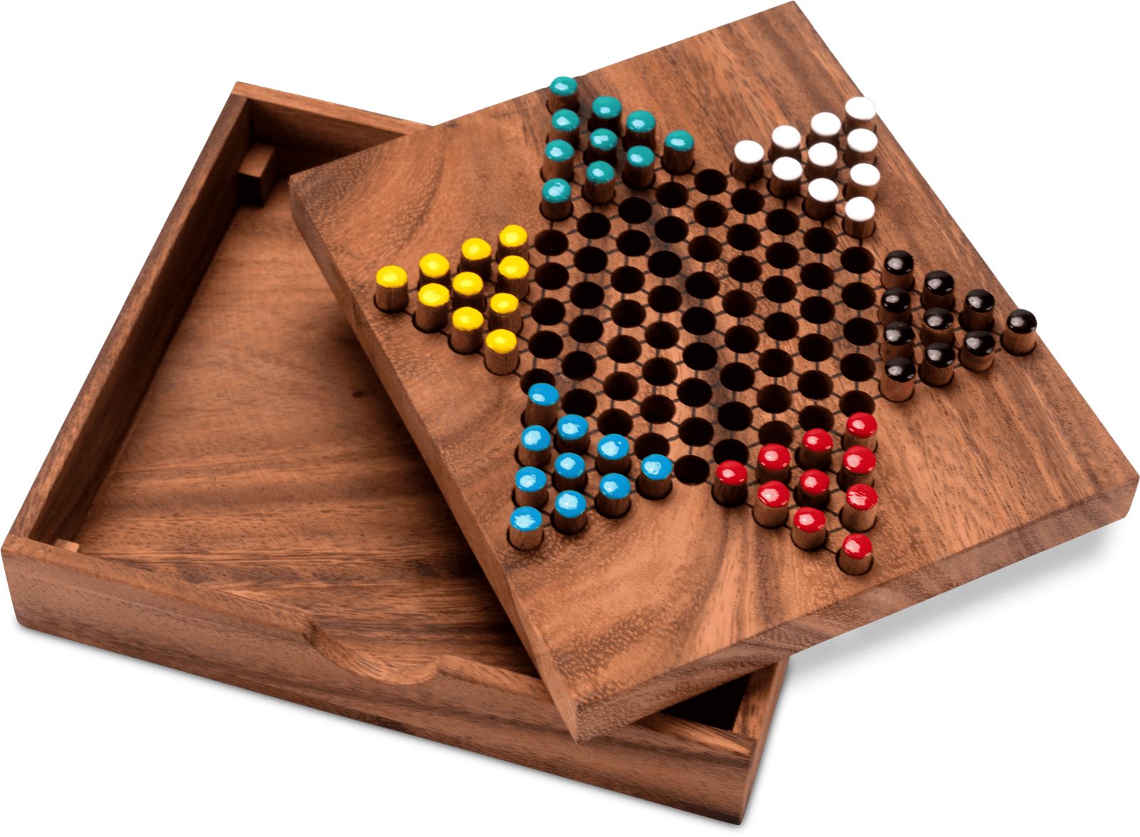 Logoplay Holzspiele Spielesammlung, Halma Gr. S – Gesellschaftsspiel aus Holz 2–6 Spieler, kompakt & klassischHolzspielzeug
