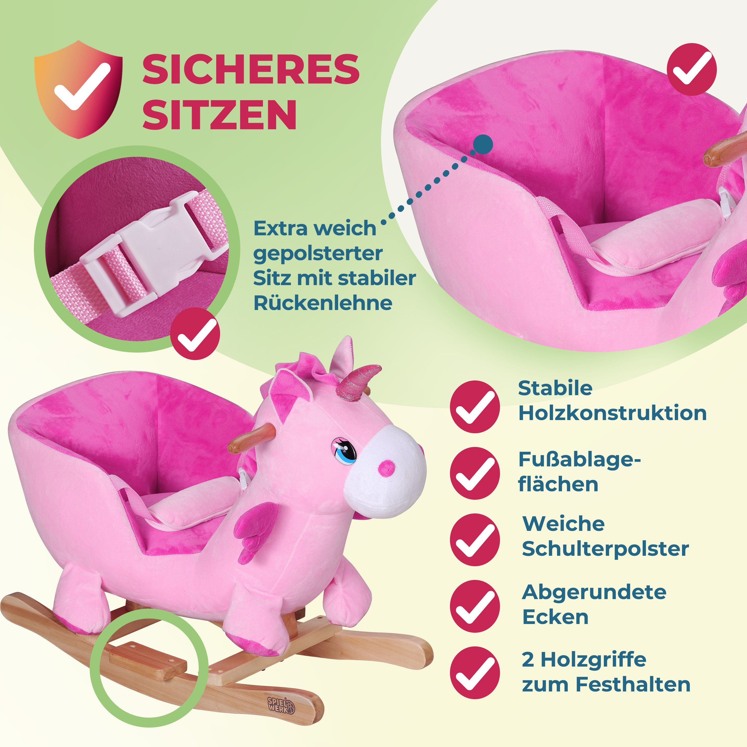 Deuba Schaukeltier Einhorn, Schaukeleinhorn Schaukeltier Schaukel Einhorn Kinder Baby Spielzeug