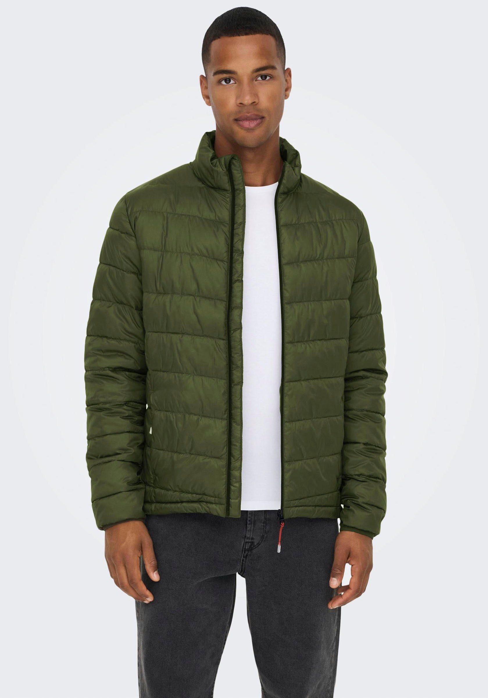SONS Stehkragen PUFFER mit & Olive Steppjacke CARVEN QUILTED ONLY