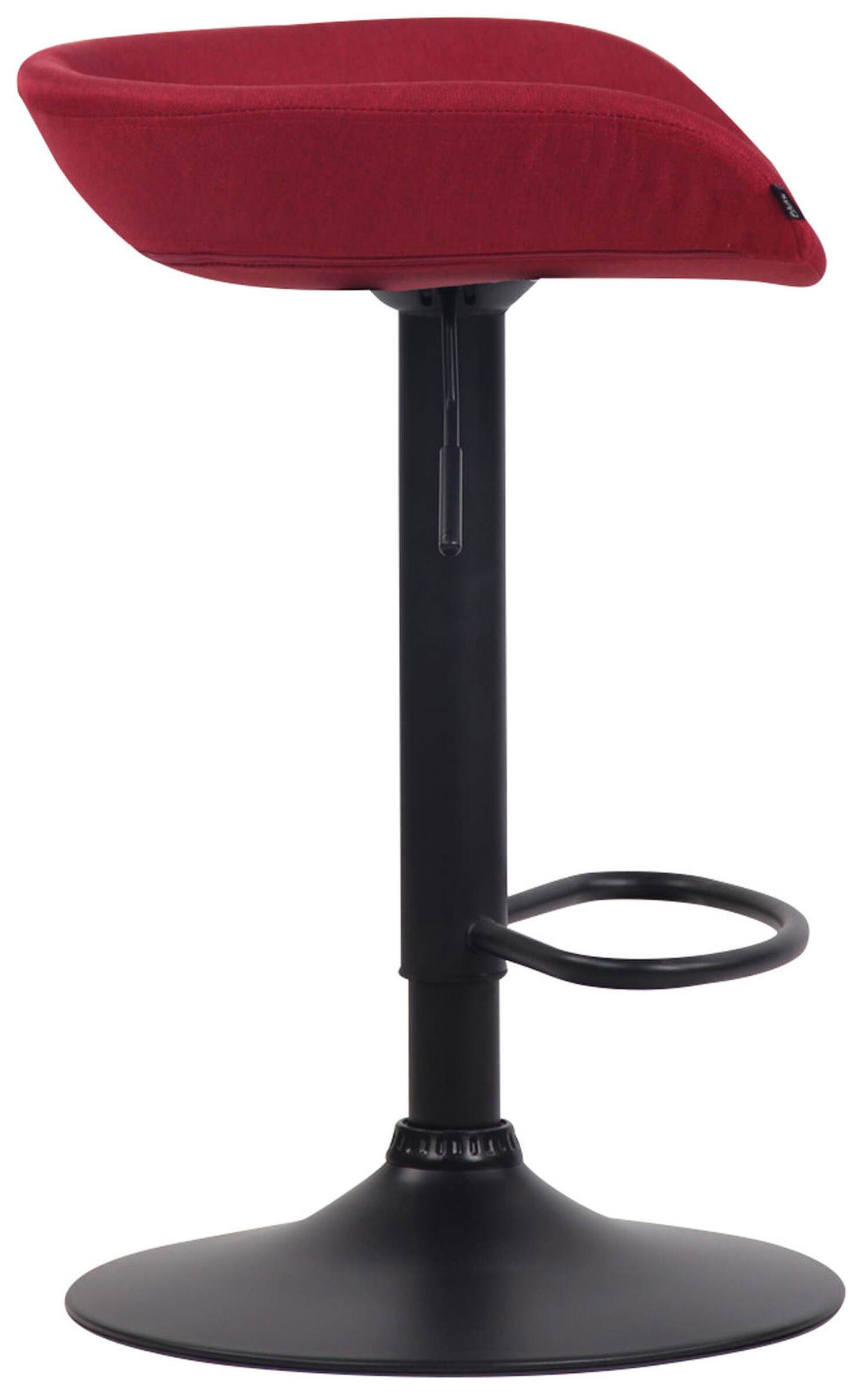 Gestell TPFLiving Sitzfläche: - - höhenverstellbar), Fußstütze Theke Anna Barhocker mit angenehmer & Hocker drehbar (Barstuhl Stoff Metall Küche 360° schwarz Rot für und