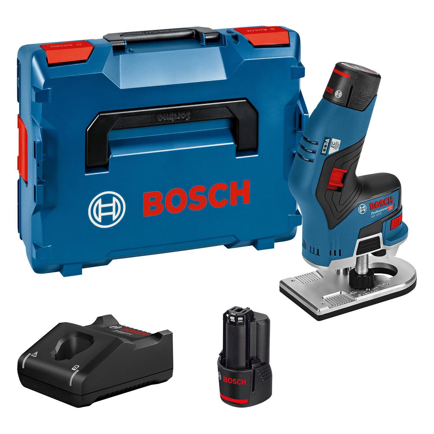 Bosch Professional Akku-Fräse »GKF 12V-8«, Inkl. 2x Akku 3,0Ah und Schnelll günstig online kaufen
