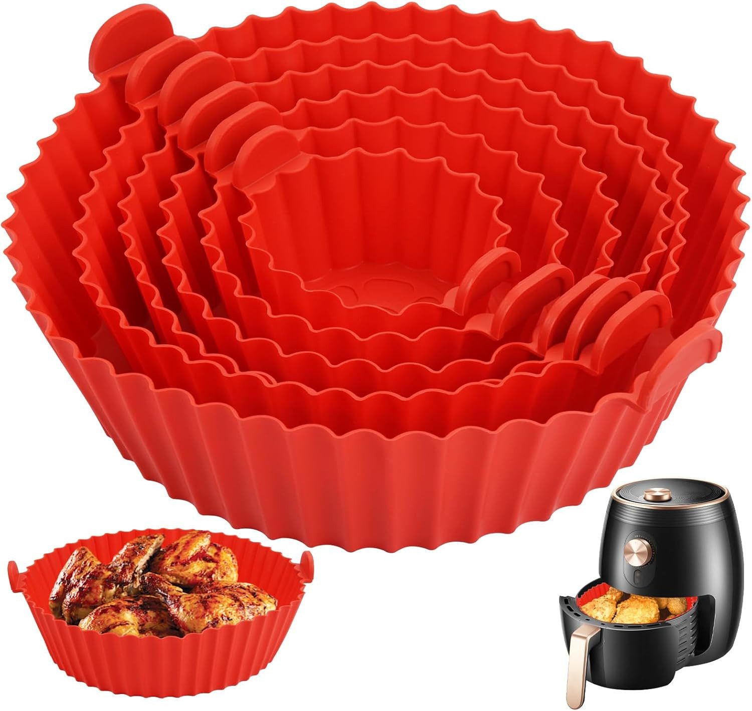 FELIXLEO Silikonform 6St Silikon Backform Airfryer Rot Einsatz Für Heißluftfritteuse., (1-tlg)