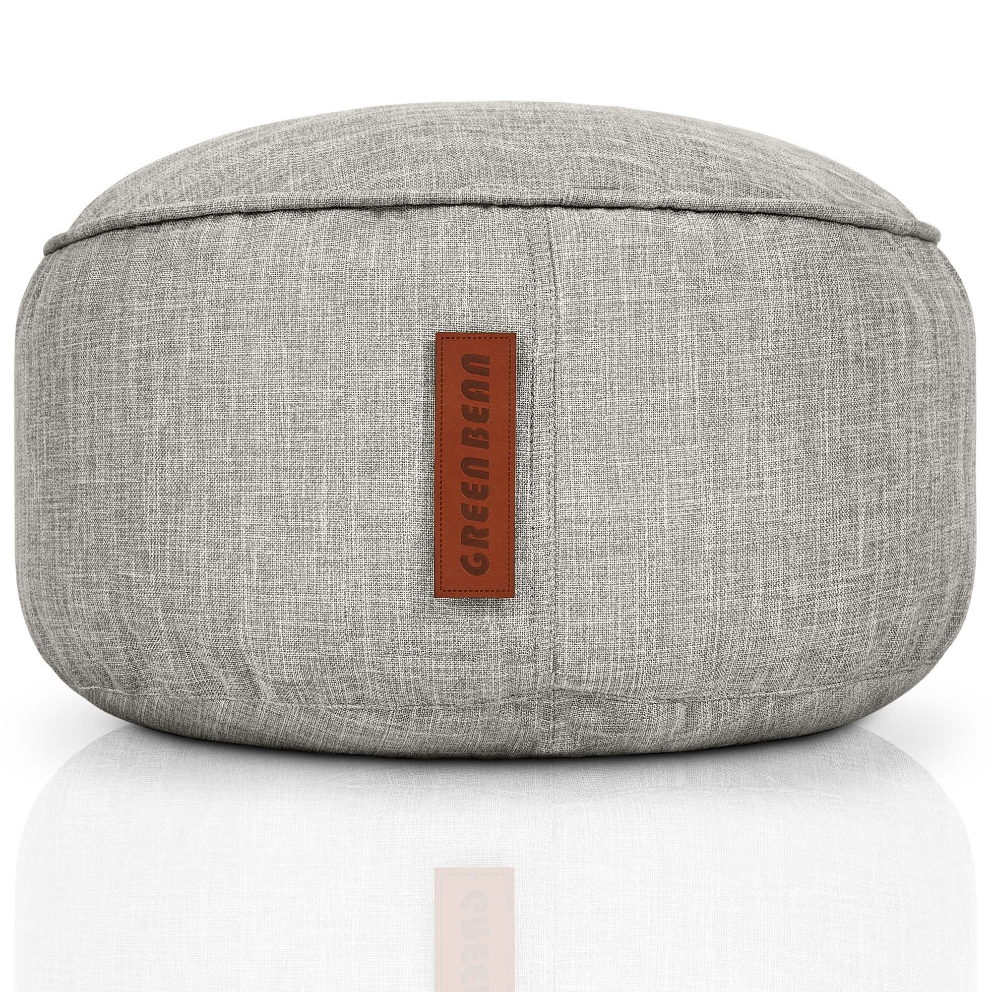 Green Bean Pouf Home-Linen Pouf (Sitzsack-Hocker 25x45cm mit EPS-Perlen Füllung -, Fußhocker Fußkissen Sitz-Pouf für Sitzsäcke), Bodenkissen für Kinder und Erwachsene - Sitzkissen Sitzhocker