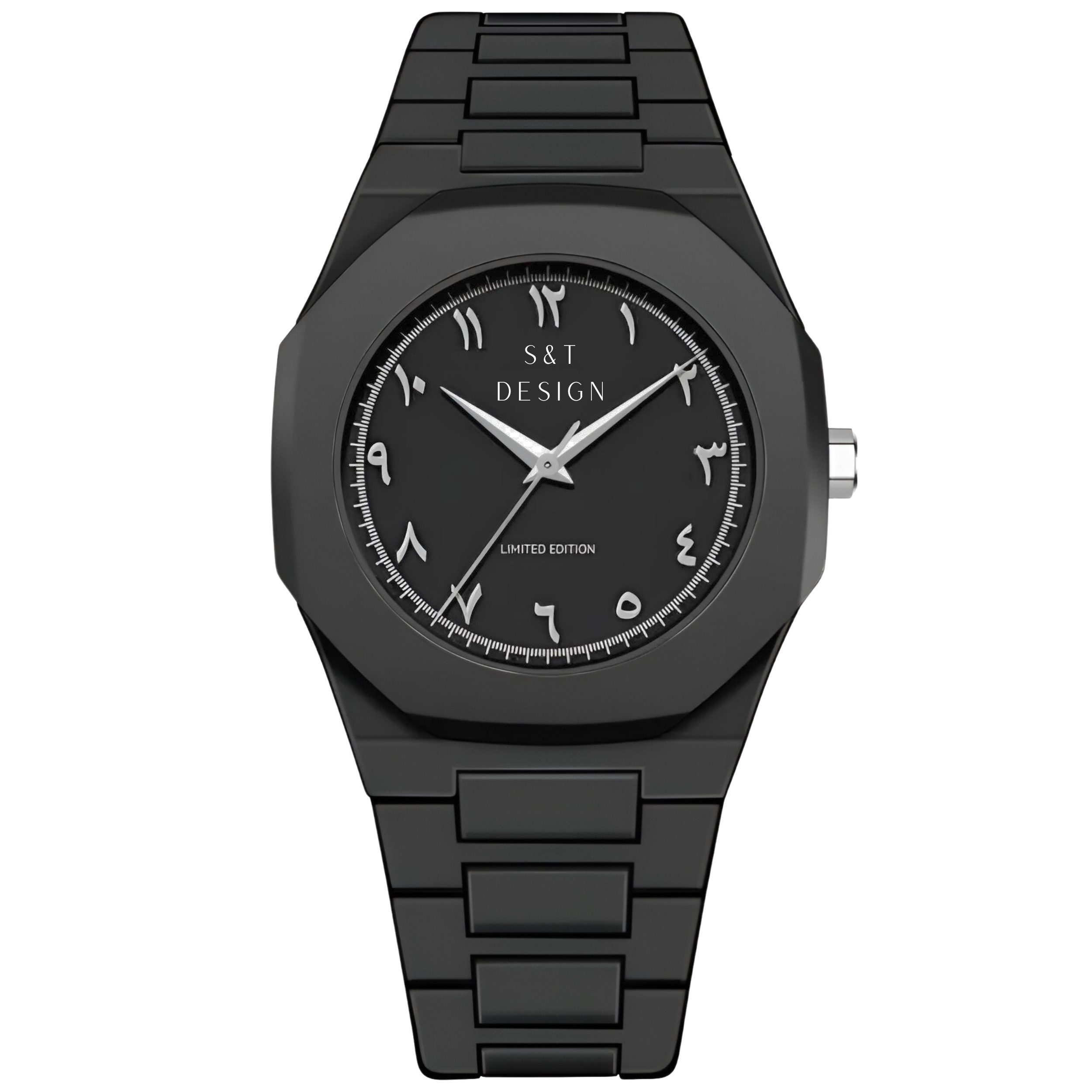 S&T Design Quarzuhr Herrenuhr Armbanduhr Schwarz Matte Männer Uhr Arabisch günstig online kaufen