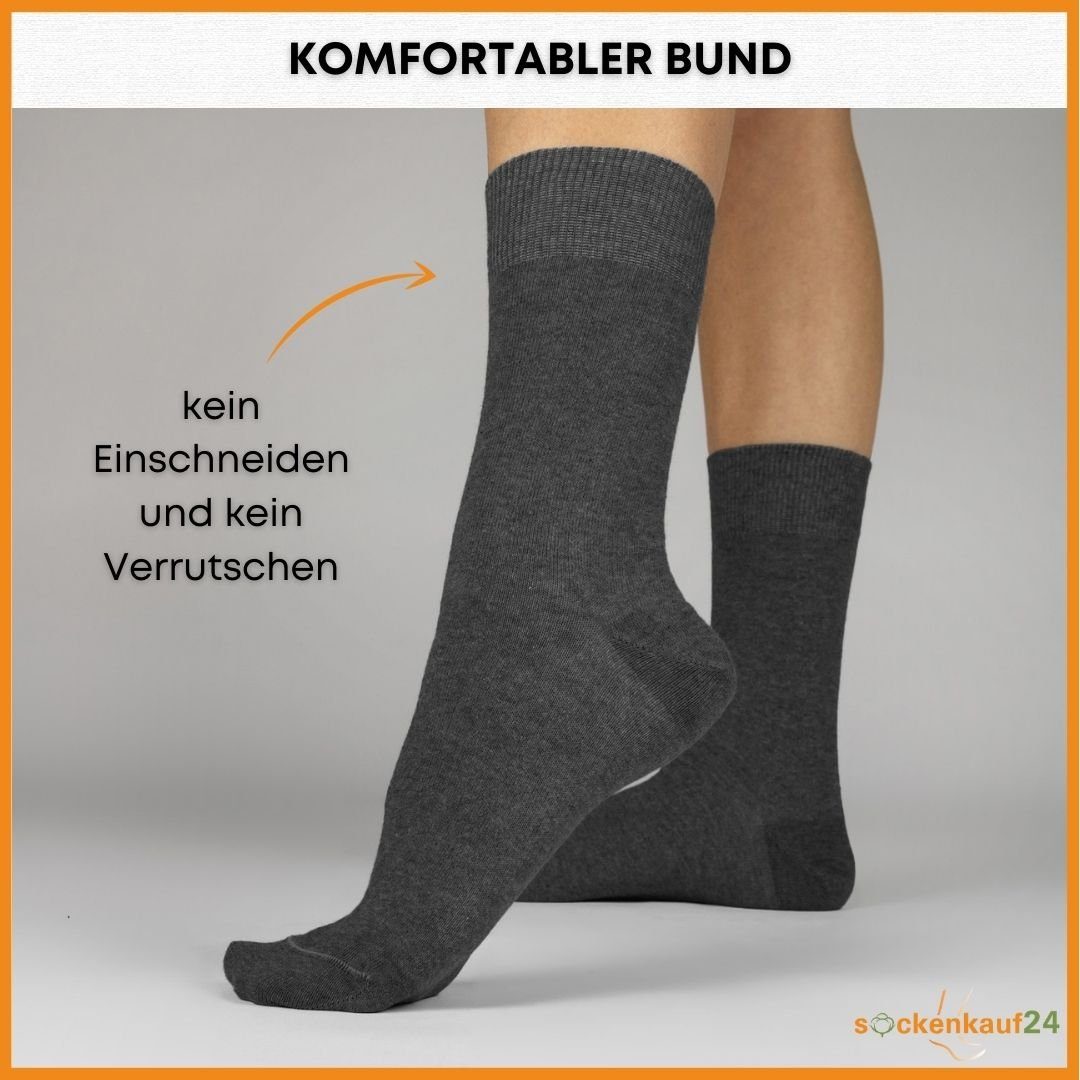 sockenkauf24 Socken 10 Paar Damen & Herren Socken Business Socken Baumwolle (Anthrazit, 47-50) mit Komfortbund (Basicline)
