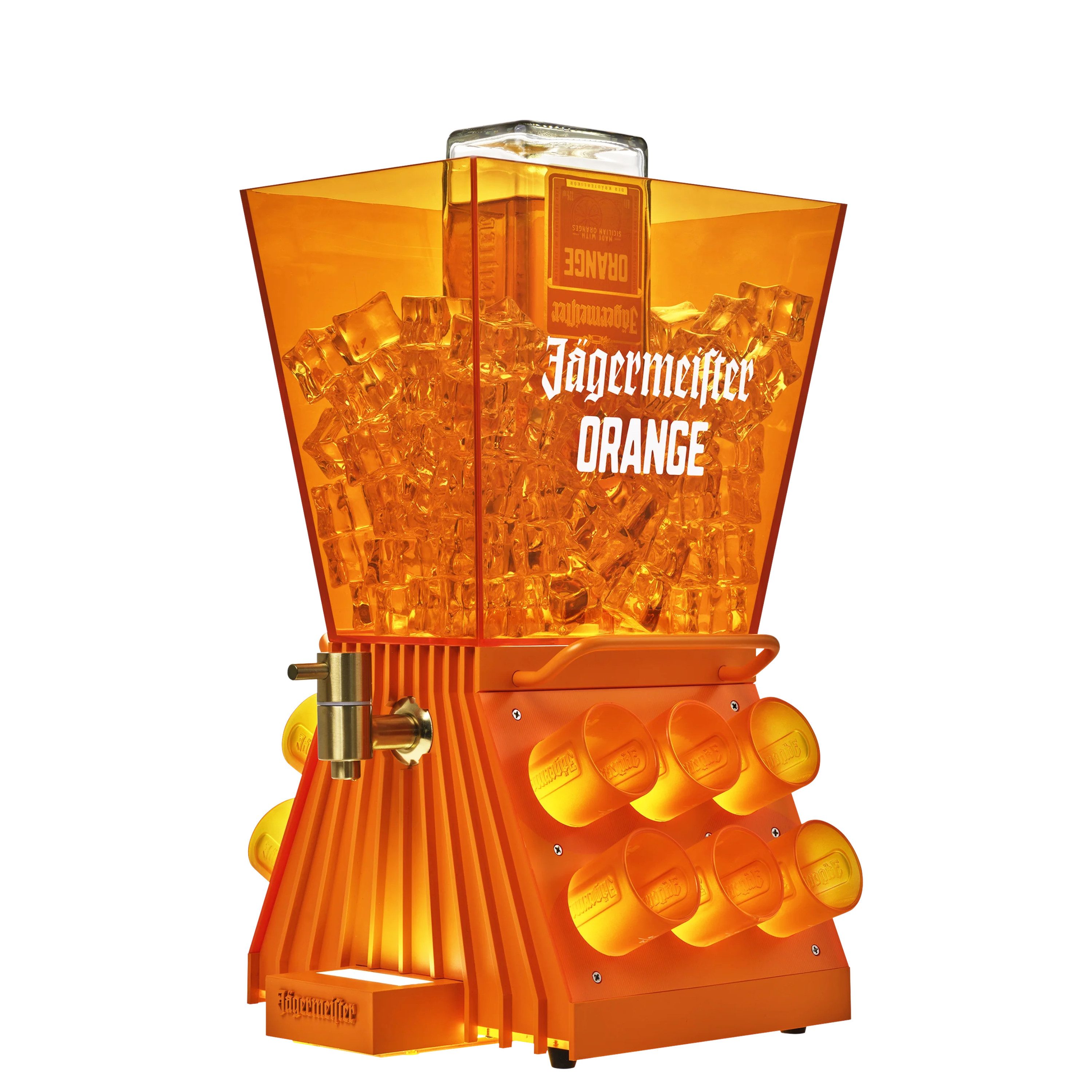 Jägermeister Getränkespender Jägermeister Orange Table Tap Maschine mit Shotspender & LED Beleuch