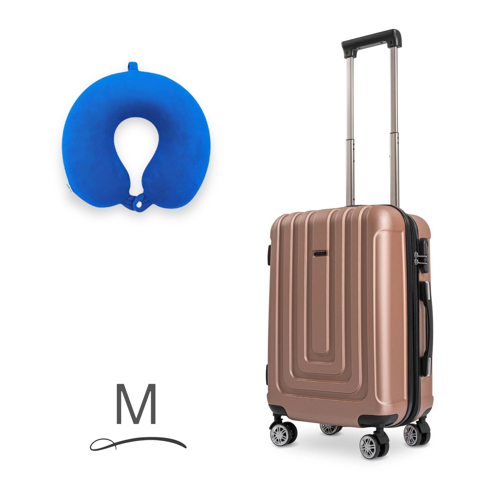 Sparsando Koffer Sparset Koffer + Ergonomisches Nackenkissen mit TSA-Schloss, 4 x 360° Zwillings - Rollen Rollen, Stoffkoffer Hartschalenkoffer Gepäcktrolley Farbe & Größe wählbar