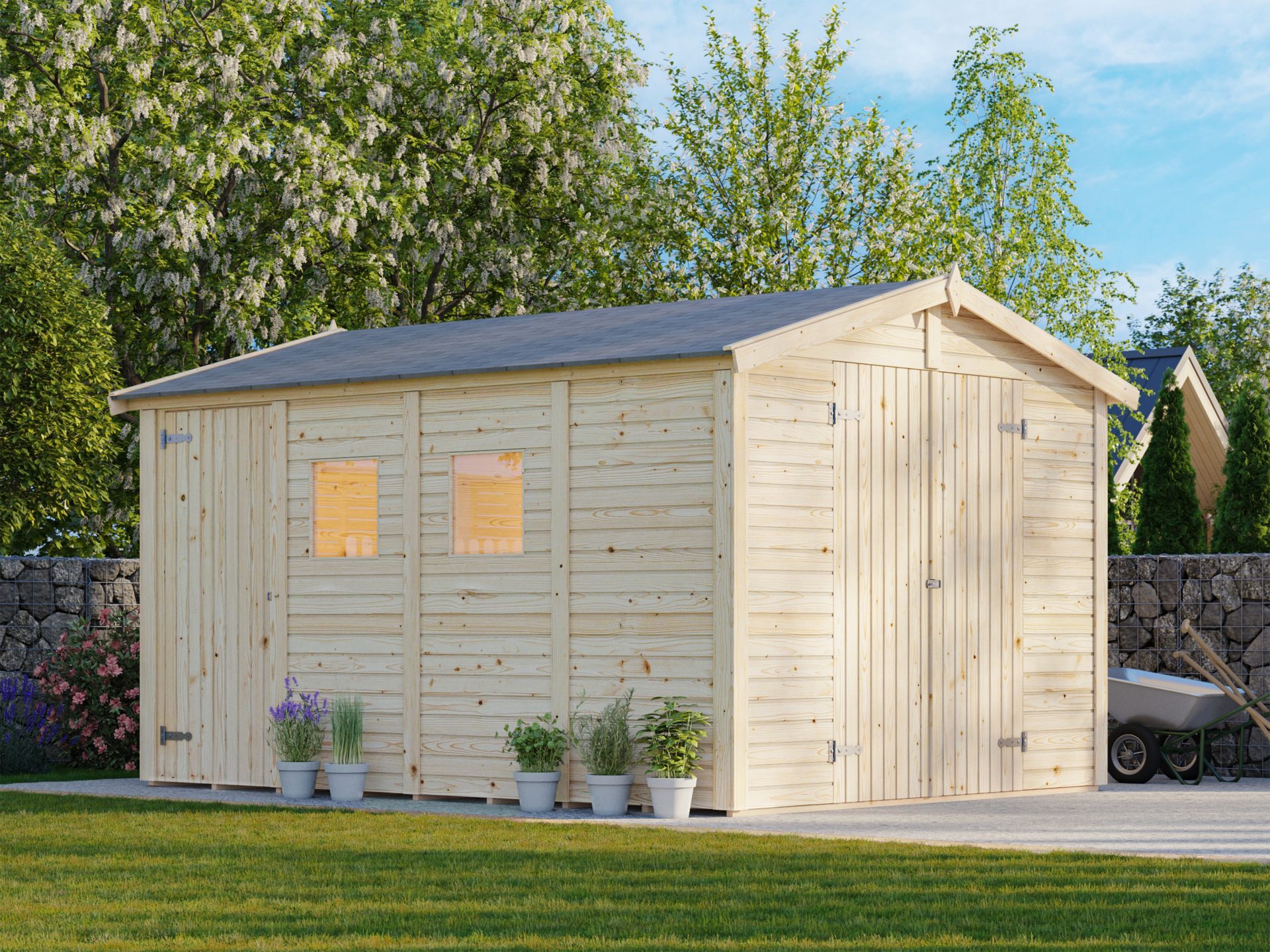 Palmako Gerätehaus Holz Dan 9,9 m² Gartenhaus, BxT: 295x394 cm, ohne Dacheindeckung